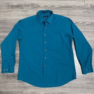 Pierre Cardin Mens Slim Fit Dress Shirt Teal Blue Long Sleeve Sz L 16-16.5 34/35